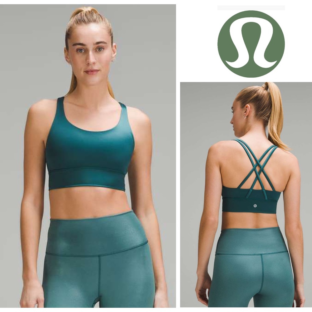 Lululemon Energy Longline Bra *Medium Support, B-D Cups in Foil Shiny Green